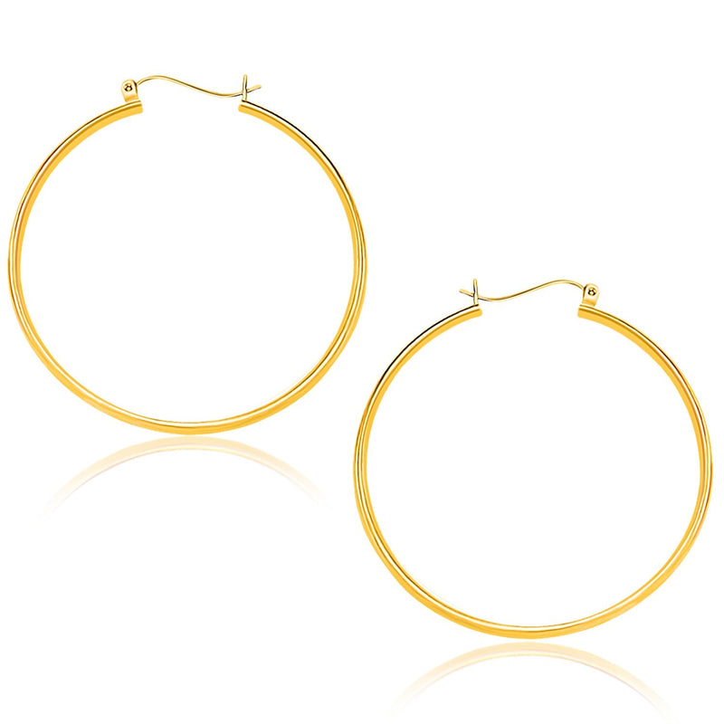 Bids.com 14k Yellow Gold Polished Hoop Earrings (40mm) Earrings White Smoke Yellow Gold