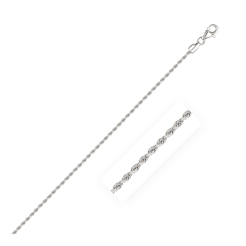 Bids.com 2.0mm 14k White Gold Solid Diamond Cut Rope Chain Necklaces White Smoke 16 / White Gold,18 / White Gold,20 / White Gold,22 / White Gold,24 / White Gold,30 / White Gold