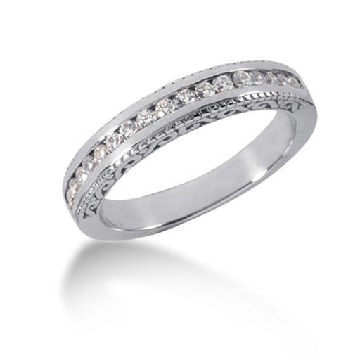 Bids.com 14k White Gold Vintage Style Engraved Diamond Channel Set Wedding Ring Band Rings White Smoke 4 / White Gold,4.5 / White Gold,5 / White Gold,5.5 / White Gold,6 / White Gold,6.5 / White Gold,7 / White Gold,7.5 / White Gold,8 / White Gold,8.5 / White Gold,9 / White Gold