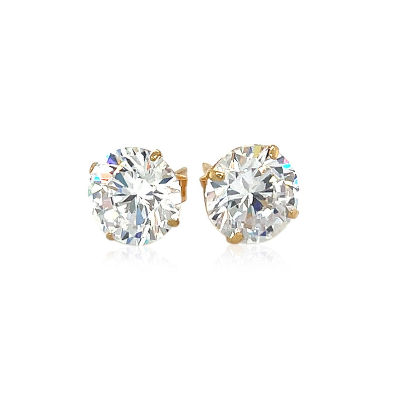 Bids.com 14k Yellow Gold 8.0mm Round CZ Stud Earrings Earrings White Smoke Yellow Gold