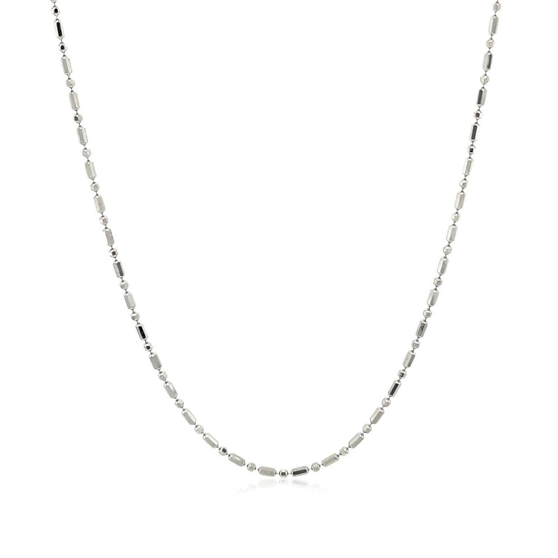 Bids.com 14k White Gold Diamond-Cut Alternating Bead Chain 1.2mm Necklaces White Smoke 16 / White Gold,18 / White Gold,20 / White Gold