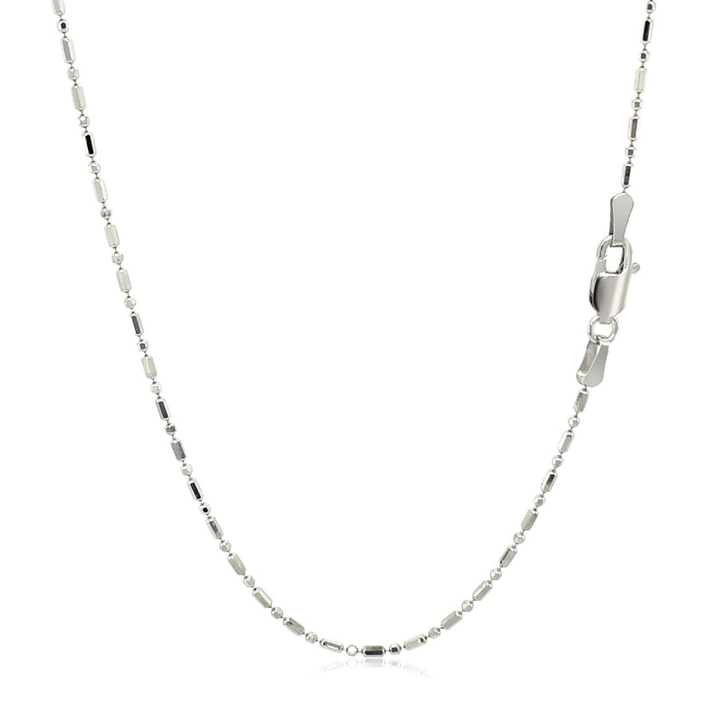Bids.com 14k White Gold Diamond-Cut Alternating Bead Chain 1.2mm Necklaces White Smoke 16 / White Gold,18 / White Gold,20 / White Gold