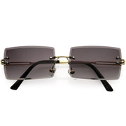 zeroUV Luxe 90s Inspired Full Rimless Metal Accent Medium Square Sunglasses D108 Sunglasses White Smoke Gold / Lavender