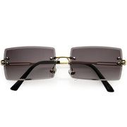 zeroUV Luxe 90s Inspired Full Rimless Metal Accent Medium Square Sunglasses D108 Sunglasses White Smoke Gold / Lavender,Gold / Blue Pink Fade,Gold / Smoke,Gold / Pink,Gold / Amber,Gold / Amber (2pack),Gold / Amber (3pack)