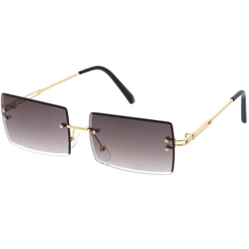 zeroUV Luxe 90s Inspired Full Rimless Metal Accent Medium Square Sunglasses D108 Sunglasses White Smoke Gold / Lavender,Gold / Blue Pink Fade,Gold / Smoke,Gold / Pink,Gold / Amber,Gold / Amber (2pack),Gold / Amber (3pack)