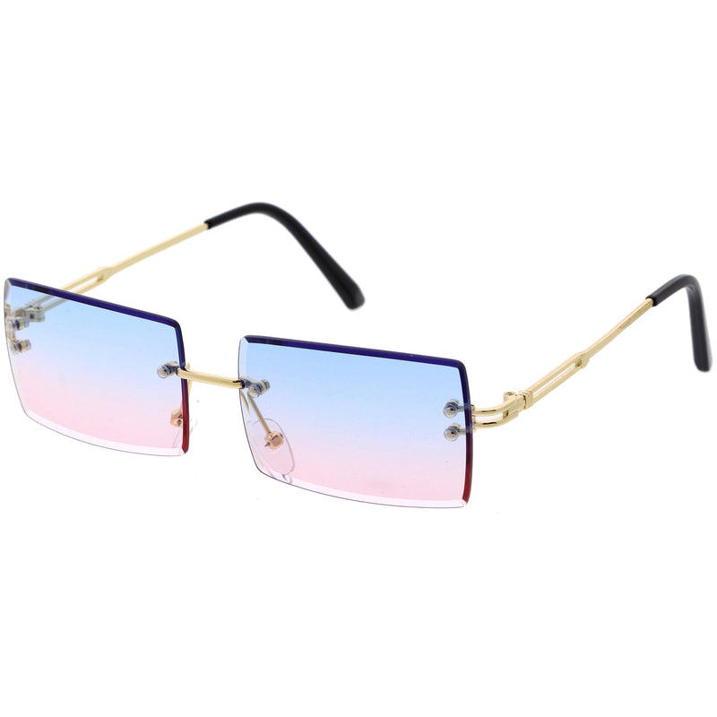 zeroUV Luxe 90s Inspired Full Rimless Metal Accent Medium Square Sunglasses D108 Sunglasses White Smoke Gold / Lavender,Gold / Blue Pink Fade,Gold / Smoke,Gold / Pink,Gold / Amber,Gold / Amber (2pack),Gold / Amber (3pack)