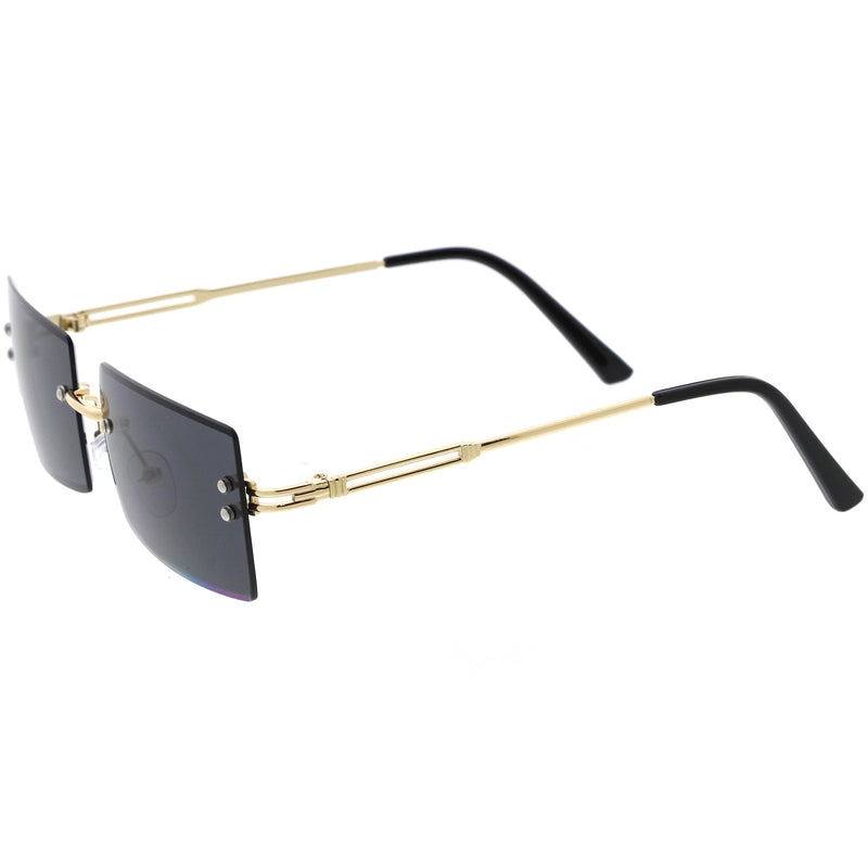 zeroUV Luxe 90s Inspired Full Rimless Metal Accent Medium Square Sunglasses D108 Sunglasses White Smoke Gold / Lavender,Gold / Blue Pink Fade,Gold / Smoke,Gold / Pink,Gold / Amber,Gold / Amber (2pack),Gold / Amber (3pack)