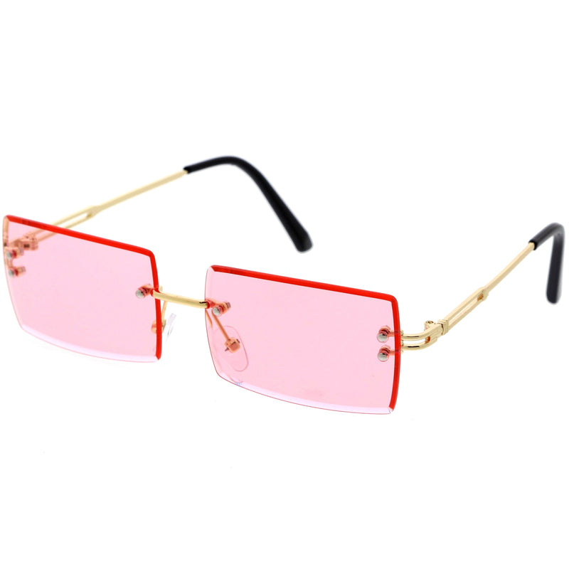 zeroUV Luxe 90s Inspired Full Rimless Metal Accent Medium Square Sunglasses D108 Sunglasses White Smoke Gold / Lavender,Gold / Blue Pink Fade,Gold / Smoke,Gold / Pink,Gold / Amber,Gold / Amber (2pack),Gold / Amber (3pack)