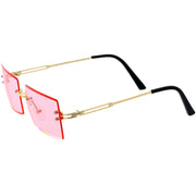 zeroUV Luxe 90s Inspired Full Rimless Metal Accent Medium Square Sunglasses D108 Sunglasses White Smoke Gold / Lavender,Gold / Blue Pink Fade,Gold / Smoke,Gold / Pink,Gold / Amber,Gold / Amber (2pack),Gold / Amber (3pack)