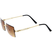 zeroUV Luxe 90s Inspired Full Rimless Metal Accent Medium Square Sunglasses D108 Sunglasses White Smoke Gold / Lavender,Gold / Blue Pink Fade,Gold / Smoke,Gold / Pink,Gold / Amber,Gold / Amber (2pack),Gold / Amber (3pack)