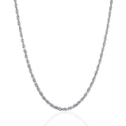 Bids.com 3.0mm 14k White Gold Solid Diamond Cut Rope Chain Necklaces White Smoke 18 / White Gold,20 / White Gold,22 / White Gold,24 / White Gold,30 / White Gold