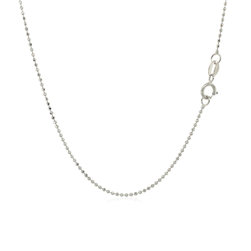 Bids.com 14k White Gold Diamond-Cut Bead Chain 1.0mm Necklaces White Smoke 16 / White Gold,18 / White Gold,20 / White Gold