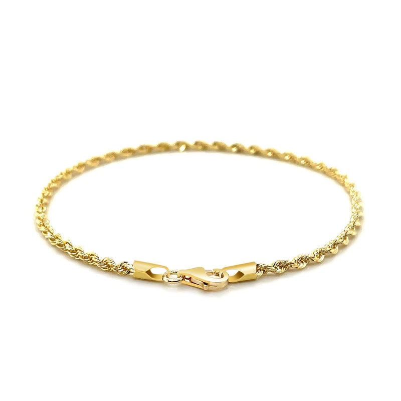 Bids.com 2.5mm 14k Yellow Gold Solid Diamond Cut Rope Bracelet Bracelets White Smoke 7 / Yellow Gold,8 / Yellow Gold
