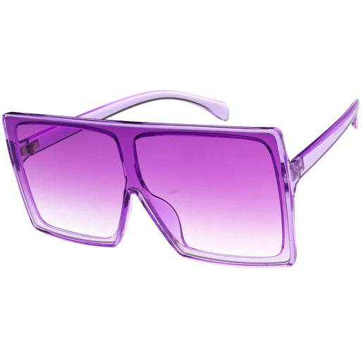 zeroUV Bold Colored Tinted Lens Translucent Flat Top Oversize Shield Sunglasses D109 Sunglasses White Smoke Purple / Purple,Pink / Pink,Yellow / Yellow,Red / Red,Blue / Blue