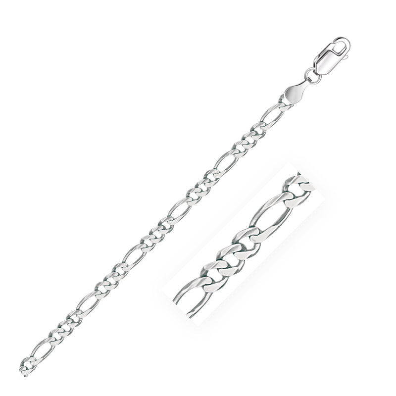 Bids.com 3.8mm 14k White Gold Solid Figaro Bracelet Bracelets White Smoke 7 / White Gold,8 / White Gold