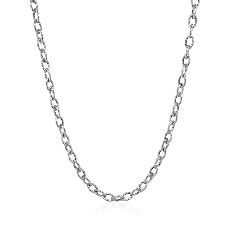 Bids.com 3.5mm 14k White Gold Pendant Chain with Textured Links Necklaces White Smoke 16 / White Gold,18 / White Gold,20 / White Gold