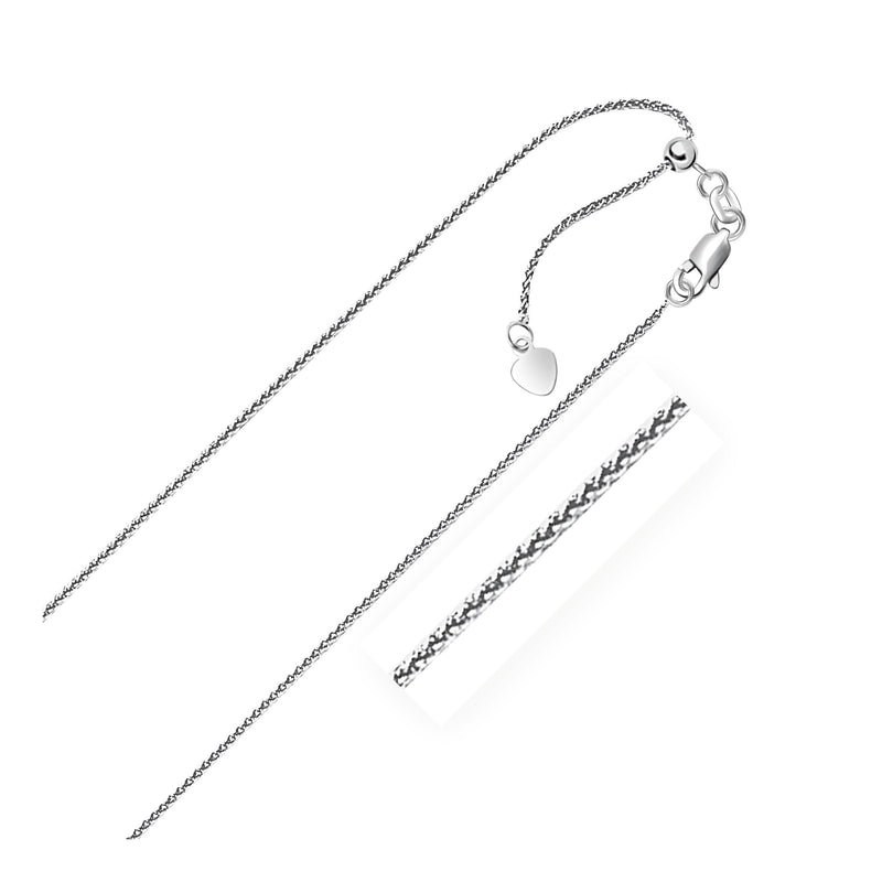 Bids.com 14k White Gold Adjustable Wheat Chain 1.0mm Necklaces White Smoke 22 / White Gold,30 / White Gold