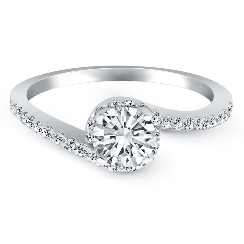 Bids.com 14k White Gold Bypass Swirl Diamond Halo Engagement Ring Rings White Smoke 4 / White Gold,4.5 / White Gold,5 / White Gold,5.5 / White Gold,6 / White Gold,6.5 / White Gold,7 / White Gold,7.5 / White Gold,8 / White Gold,8.5 / White Gold,9 / White Gold