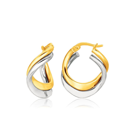 Bids.com 14k Two Tone Gold Earrings in Fancy Double Twist Style Earrings White Smoke Two-Tone Gold