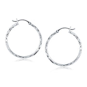 Bids.com 14k White Gold Diamond Cut Hoop Earrings Earrings White Smoke White Gold