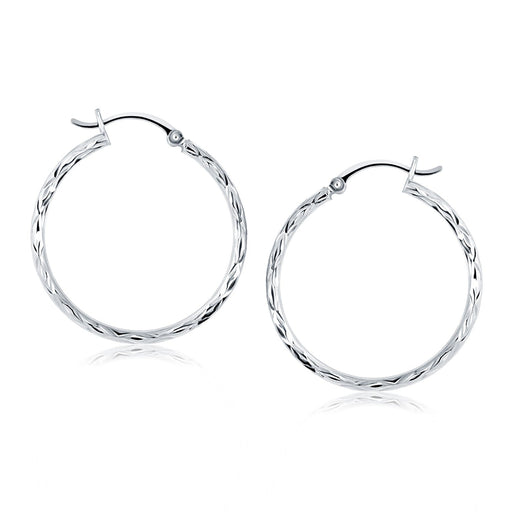 Bids.com 14k White Gold Diamond Cut Hoop Earrings Earrings White Smoke White Gold