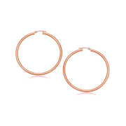 Bids.com 14k Rose Gold Polished Hoop Earrings (25 mm) Earrings White Smoke Rose Gold