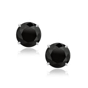 Bids.com 14k White Gold 8.0mm Round Black CZ Stud Earrings Earrings White Smoke White Gold
