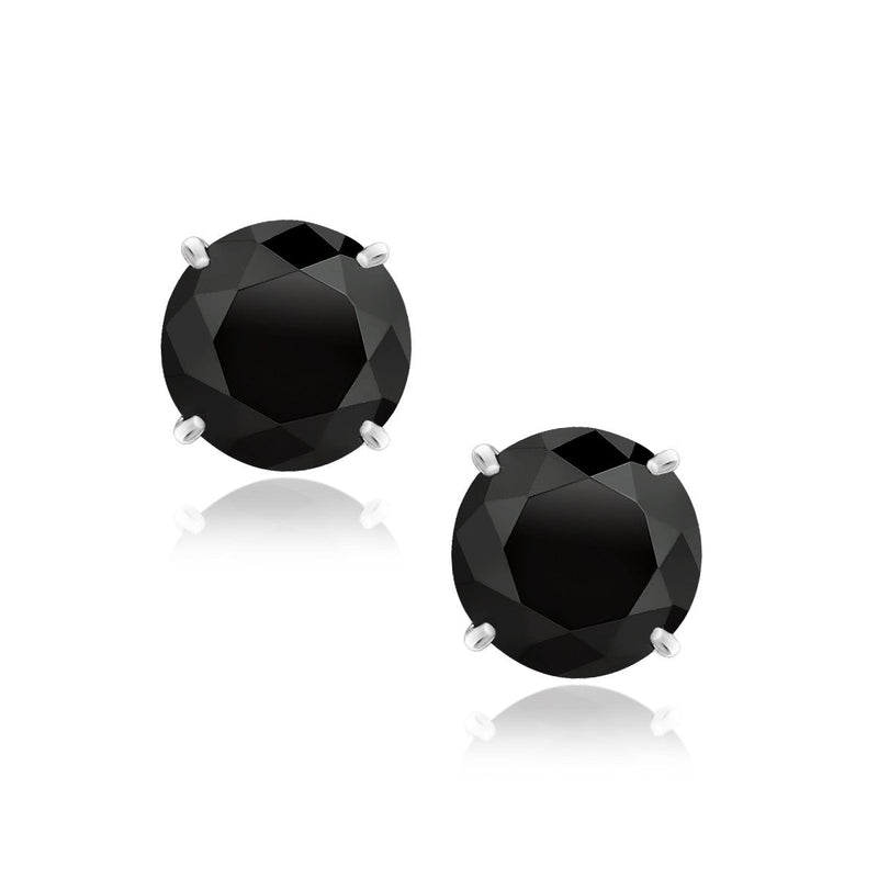 Bids.com 14k White Gold 8.0mm Round Black CZ Stud Earrings Earrings White Smoke White Gold