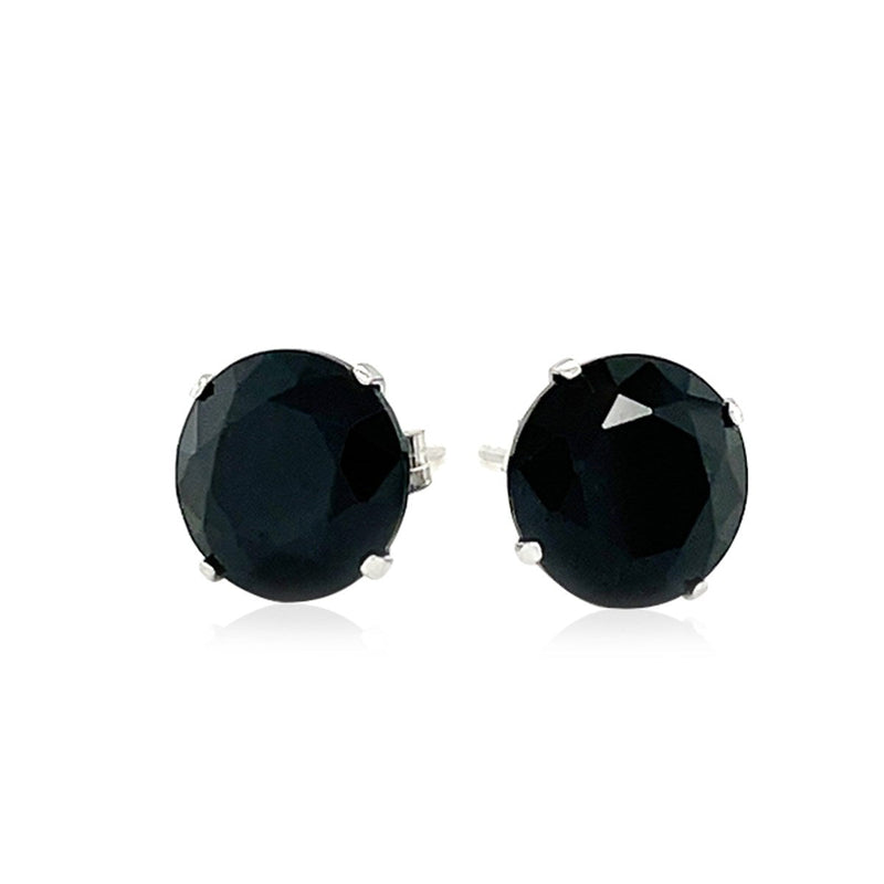 Bids.com 14k White Gold 8.0mm Round Black CZ Stud Earrings Earrings White Smoke White Gold