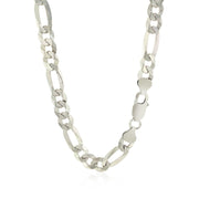 Bids.com Rhodium Plated 8.1mm Sterling Silver Figaro Style Chain Necklaces White Smoke 20 / Sterling Silver,22 / Sterling Silver,24 / Sterling Silver