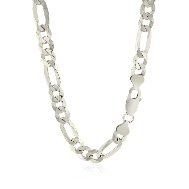 Bids.com Rhodium Plated 8.1mm Sterling Silver Figaro Style Chain Necklaces White Smoke 20 / Sterling Silver,22 / Sterling Silver,24 / Sterling Silver