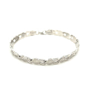 Bids.com 14k White Gold Heart Shape Textured Bracelet Bracelets White Smoke 7.25 / White Gold