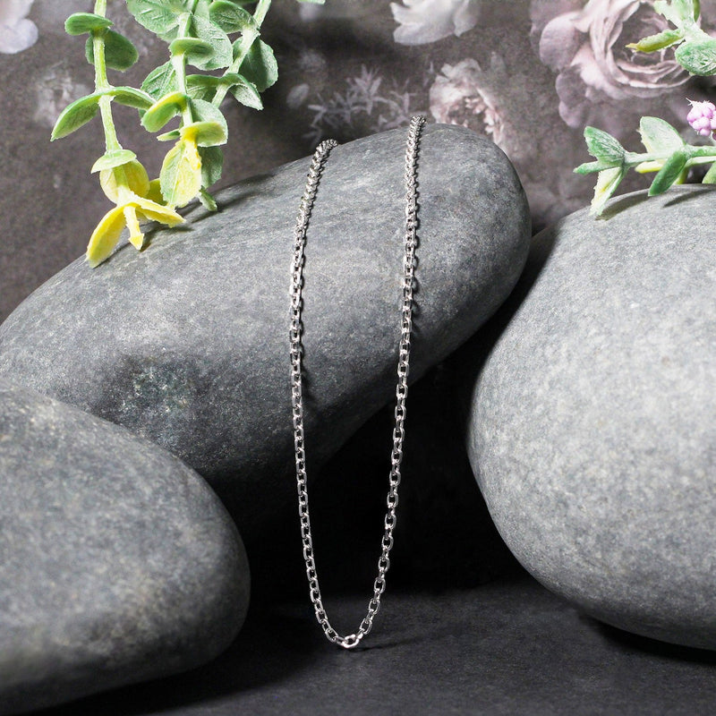 Bids.com 14k White Gold Diamond Cut Cable Link Chain 1.8mm Necklaces Black 16 / White Gold,18 / White Gold,20 / White Gold,22 / White Gold,24 / White Gold,30 / White Gold
