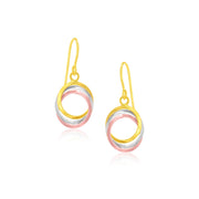 Bids.com 14k Tri-Color Gold Open Entwined Ring Earrings Earrings White Smoke Tri-Color Gold