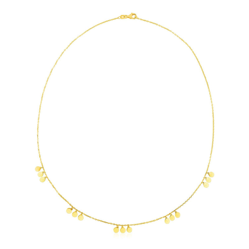 Bids.com 14k Yellow Gold Necklace with Circle Dangle Stations Necklaces White Smoke 18 / Yellow Gold