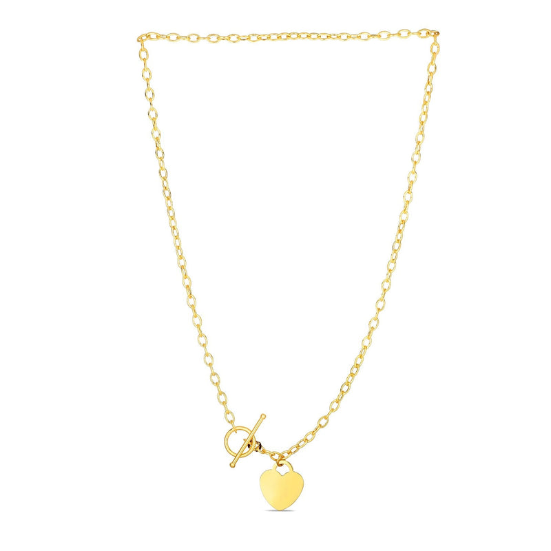 Bids.com Toggle Necklace with Heart Charm in 14k Yellow Gold Necklaces White Smoke 17 / Yellow Gold