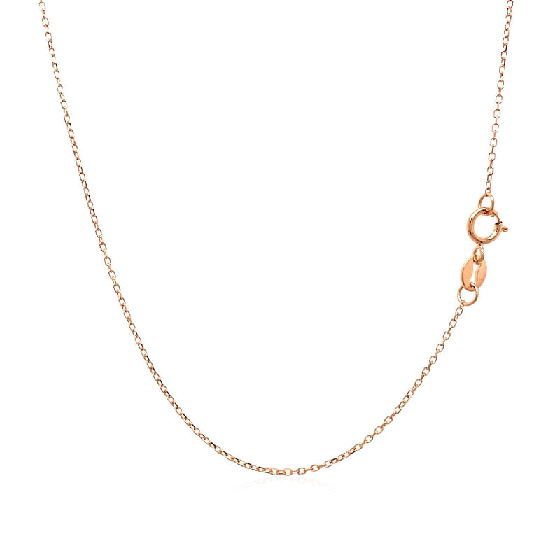 Bids.com 14k Pink Gold Diamond Cut Cable Link Chain 0.8mm Necklaces White Smoke 16 / Rose Gold,18 / Rose Gold