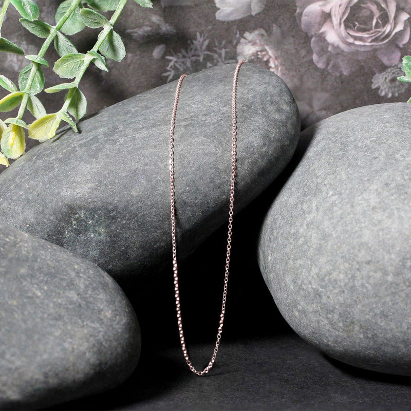 Bids.com 14k Pink Gold Diamond Cut Cable Link Chain 0.8mm Necklaces Black 16 / Rose Gold,18 / Rose Gold