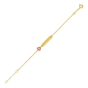 Bids.com 14k Yellow Gold 5 1/2 inch Childrens ID Bracelet with Enameled Heart Bracelets White Smoke 5.5 / Yellow Gold