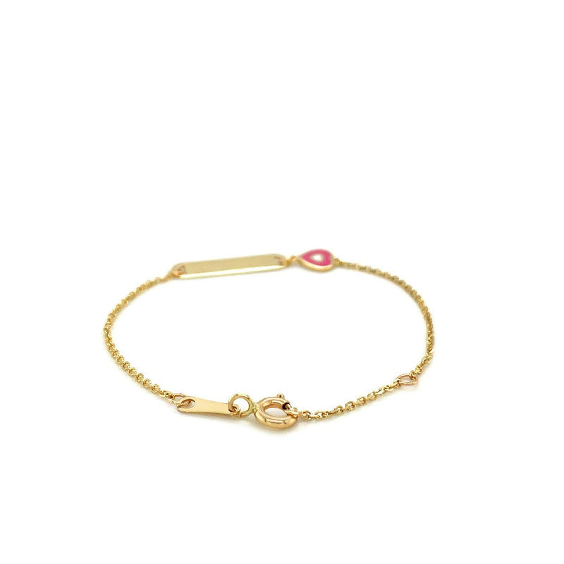 Bids.com 14k Yellow Gold 5 1/2 inch Childrens ID Bracelet with Enameled Heart Bracelets White Smoke 5.5 / Yellow Gold