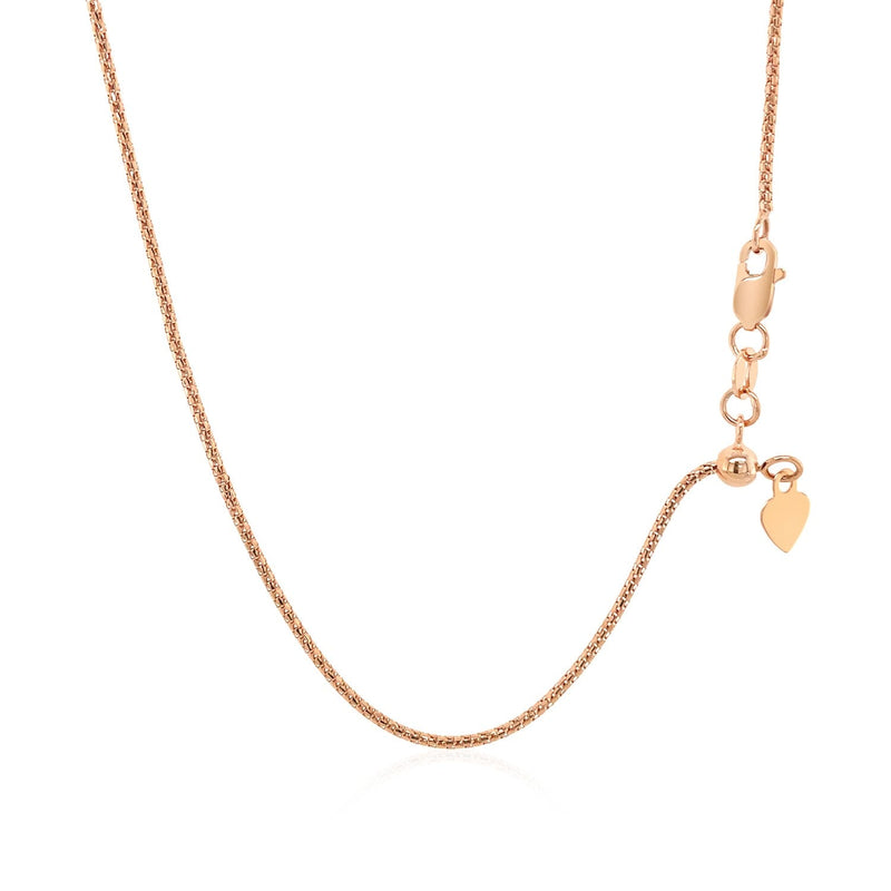 Bids.com 14k Rose Gold Adjustable Popcorn Chain 1.3mm Necklaces White Smoke 22 / Rose Gold