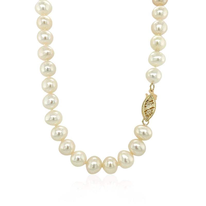 Bids.com 14k Yellow Gold Necklace with White Freshwater Cultured Pearls (6.0mm to 6.5mm) Necklaces White Smoke 16 / Yellow Gold,18 / Yellow Gold,20 / Yellow Gold