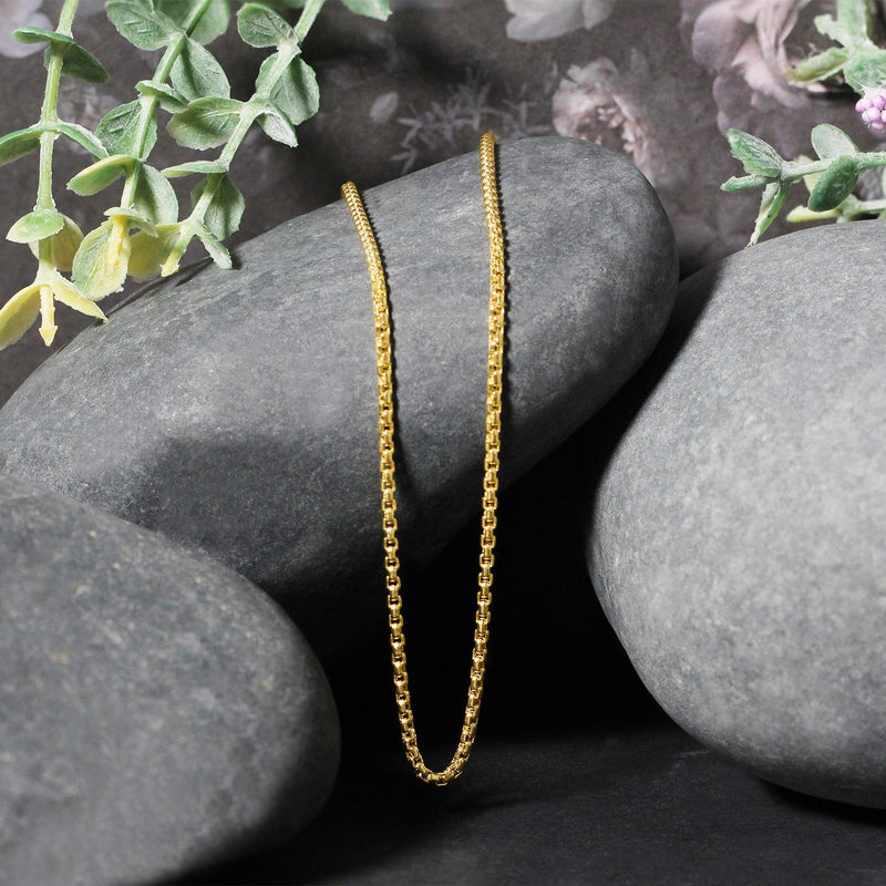 Bids.com 14k Yellow Gold Round Box Chain 1.7mm Necklaces Black 16 / Yellow Gold,18 / Yellow Gold,20 / Yellow Gold,24 / Yellow Gold