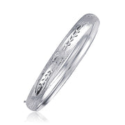 Bids.com Classic Floral Carved Bangle in 14k White Gold (6.0mm) Bracelets White Smoke 7 / White Gold,8 / White Gold