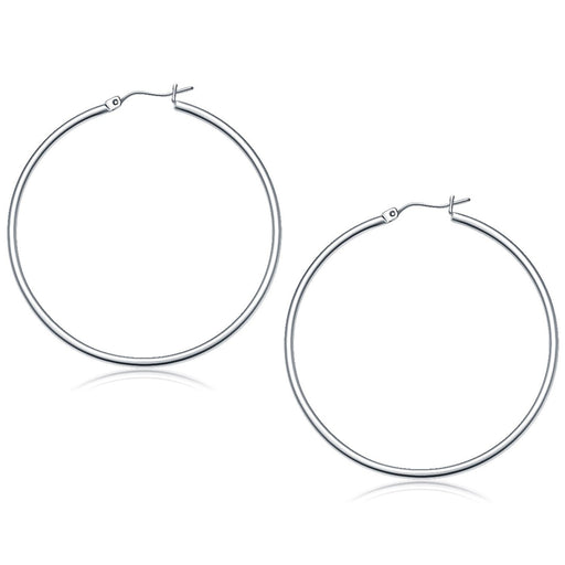 Bids.com 14k White Gold Polished Hoop Earrings (50 mm) Earrings White Smoke White Gold