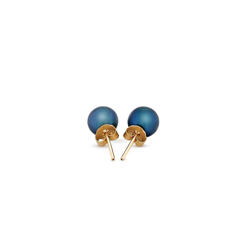 Bids.com 14k Yellow Gold Cultured Black Pearl Stud Earrings (7.0 mm) Earrings White Smoke Yellow Gold
