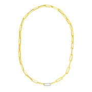 Bids.com 14k Yellow Gold Paperclip Chain Necklace with Diamond Link Necklaces White Smoke 17 / Yellow Gold