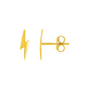 Bids.com 14k Yellow Gold Post Earrings with Lightning Bolts Earrings White Smoke Yellow Gold