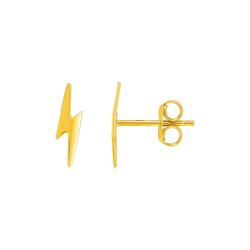 Bids.com 14k Yellow Gold Post Earrings with Lightning Bolts Earrings White Smoke Yellow Gold