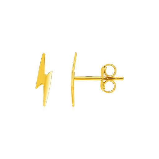 Bids.com 14k Yellow Gold Post Earrings with Lightning Bolts Earrings White Smoke Yellow Gold